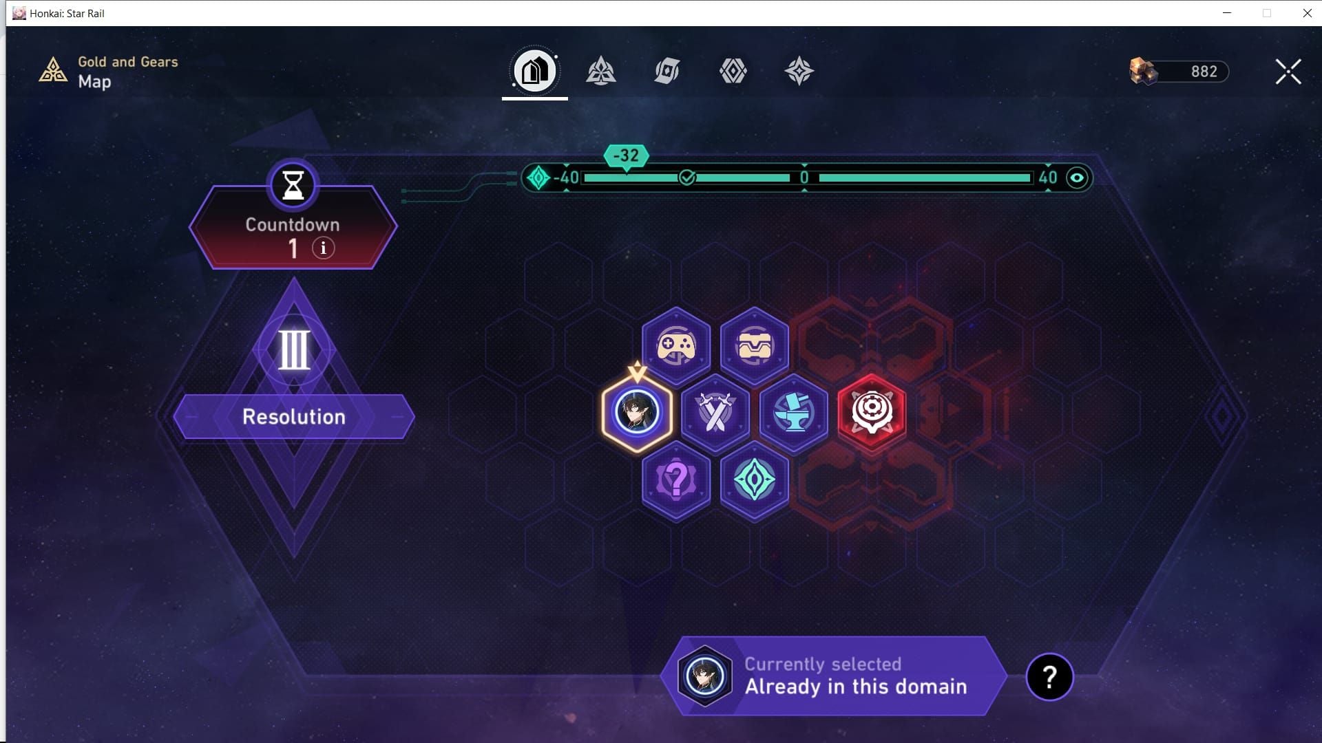 Honkai Star Rail Gold & Gears First Plane map with domain icons and navigation paths