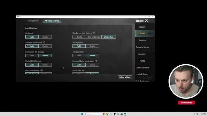 PUBG Mobile game interface showing controller connection attempt with blocked functionality