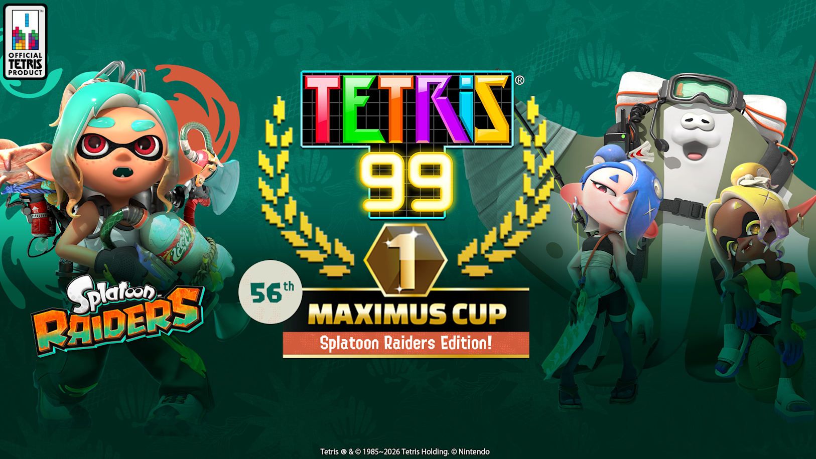 Экран онлайн-турнира Tetris 99 Maximus Cup с наградой в виде особой темы