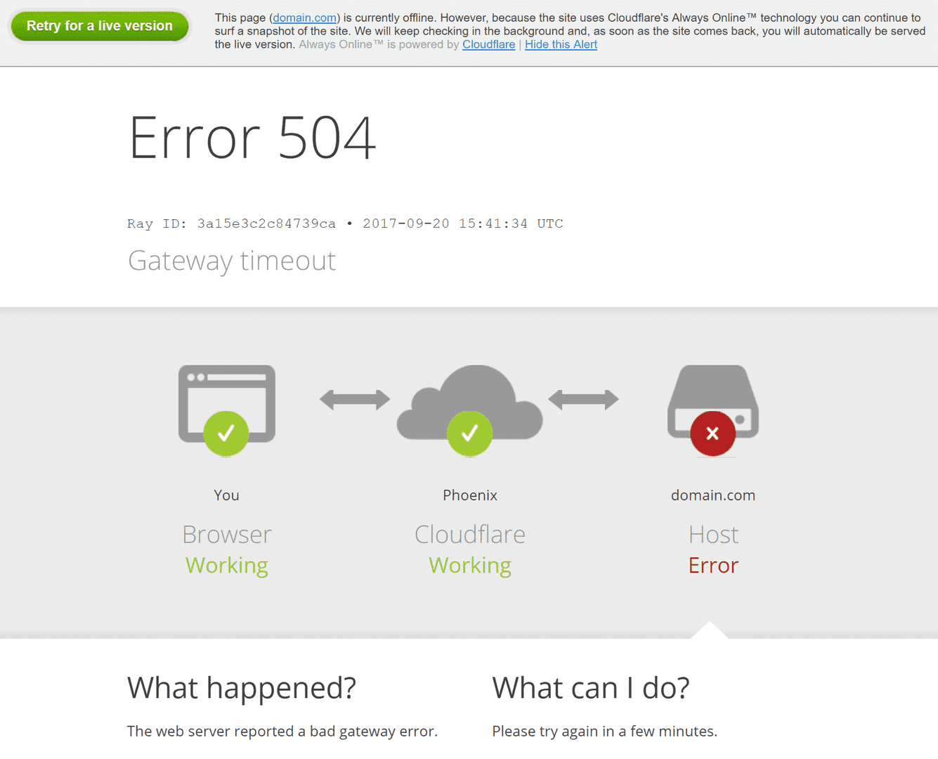 Arena Breakout Error 504 Gateway Timeout screen