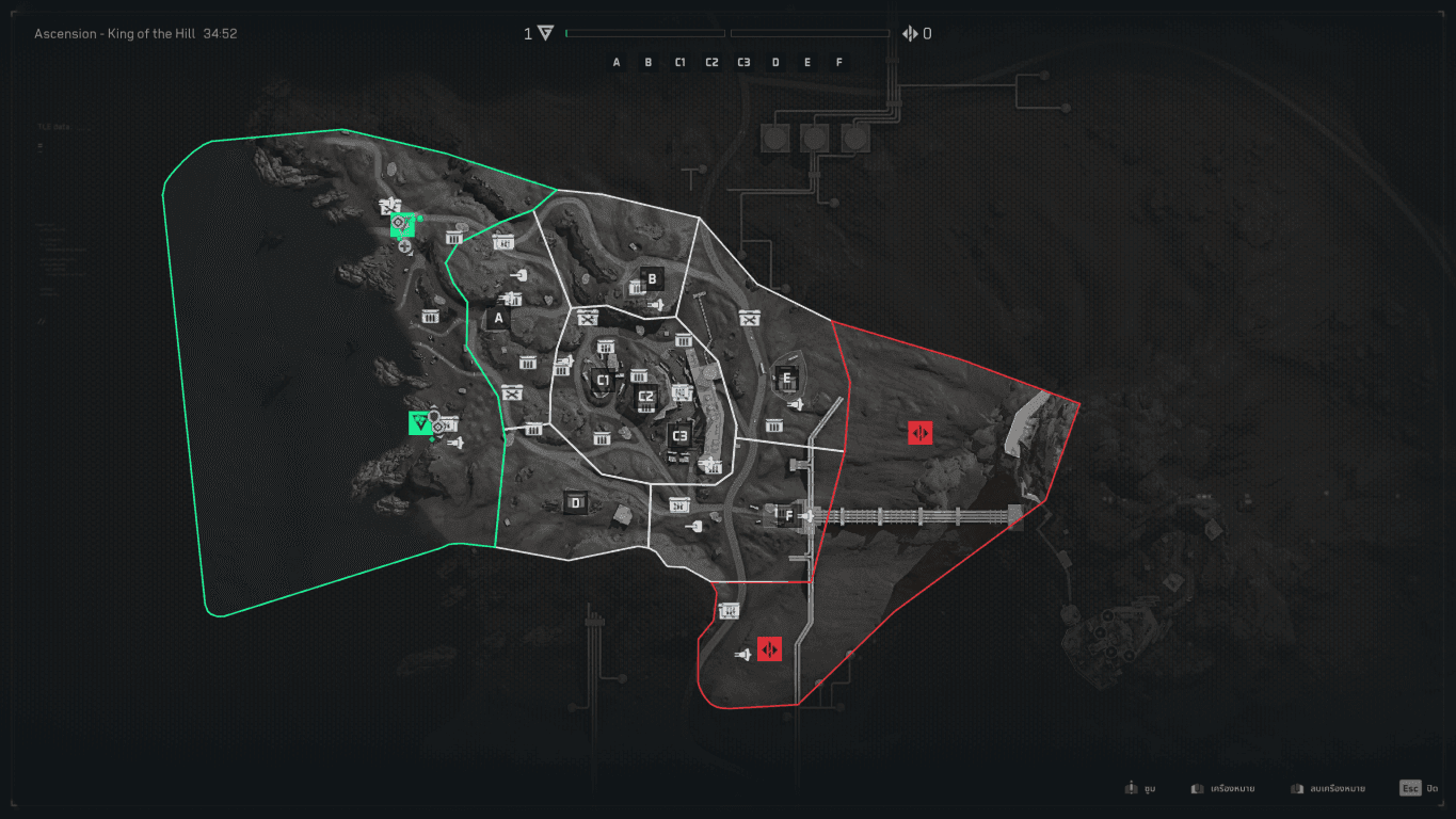 Карта Delta Force Ascension, показывающая входы в пещеры и хребты