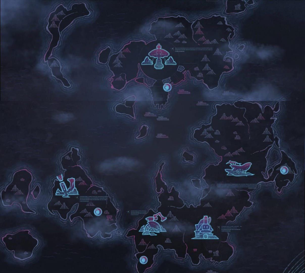 Nod-Krai region map displaying luxury chest locations and treasure compass detection areas