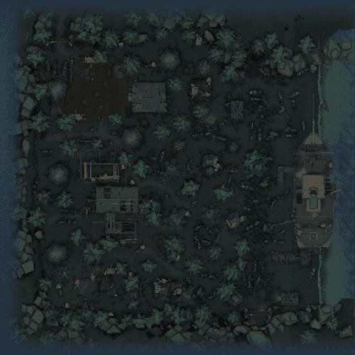 Identity V map overview showing strategic elements and terrain features