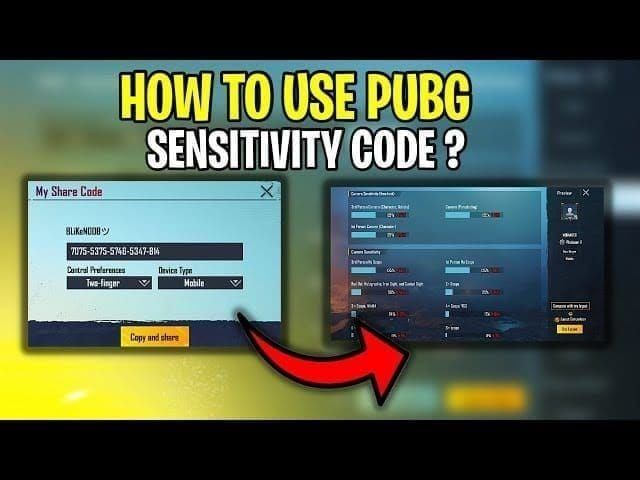 Экран импорта кода чувствительности PUBG Mobile
