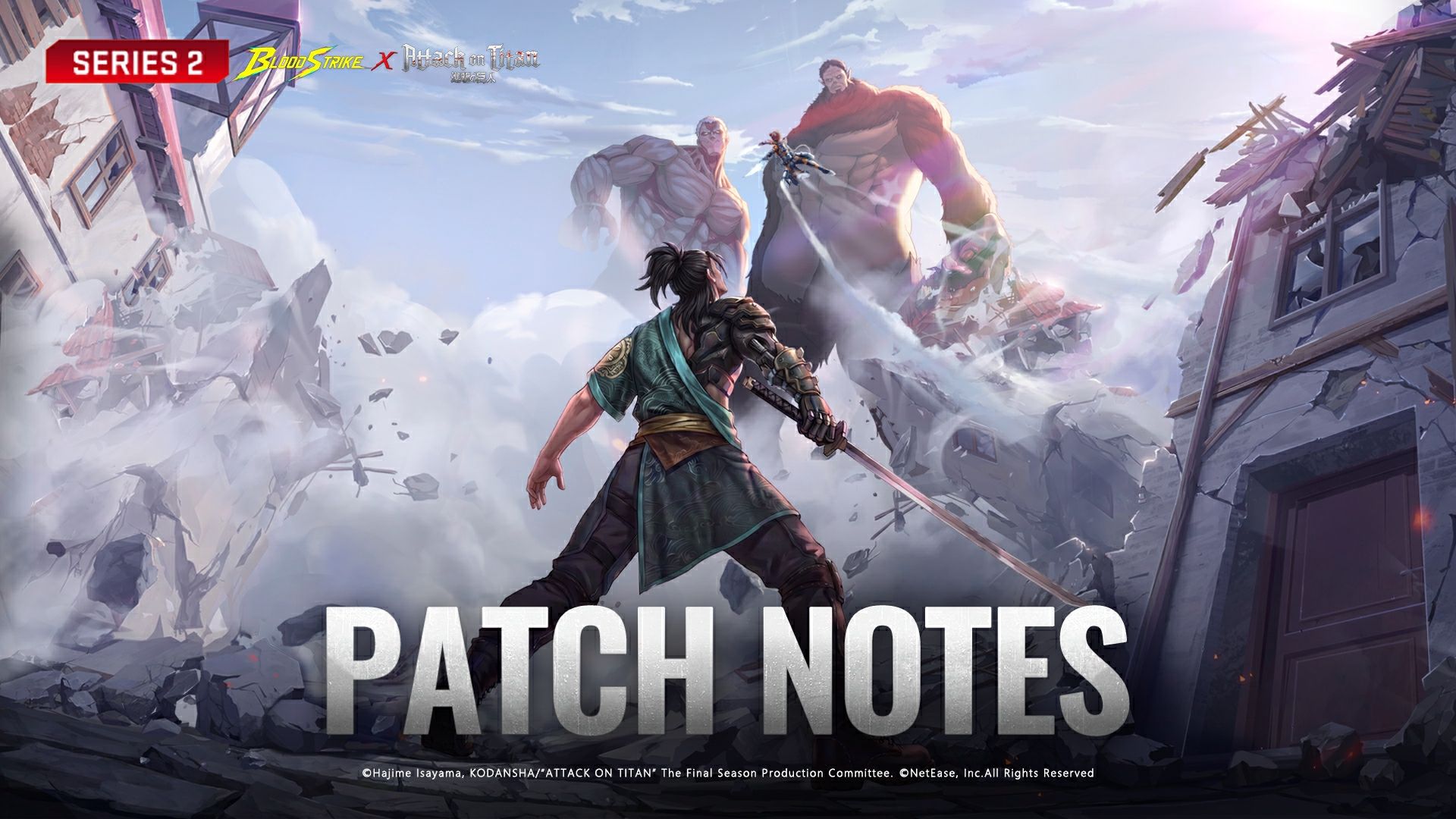 Blood Strike x Attack on Titan Series 2 official patch art for the August collab