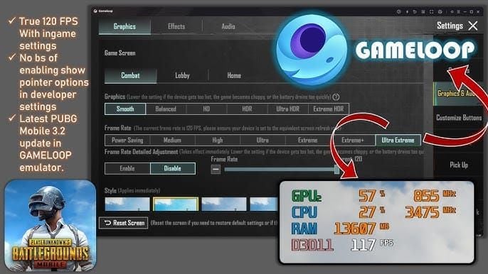 Проводник файлов, показывающий каталог установки GameLoop и диалоговое окно свойств ярлыка с конфигурацией параметра .vm 100