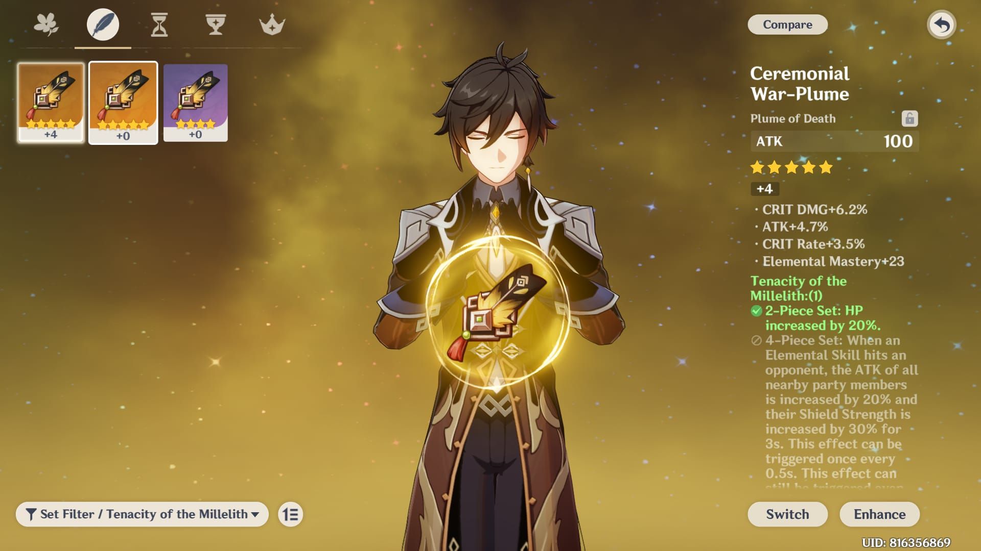 Genshin Impact Tenacity of the Millelith artifact set for Geo shield builds