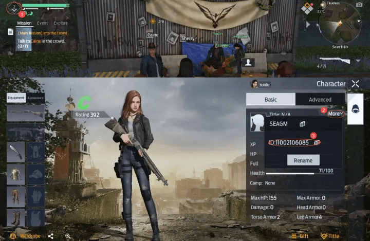 Интерфейс Undawn с аватаром профиля игрока и цифровым Player ID