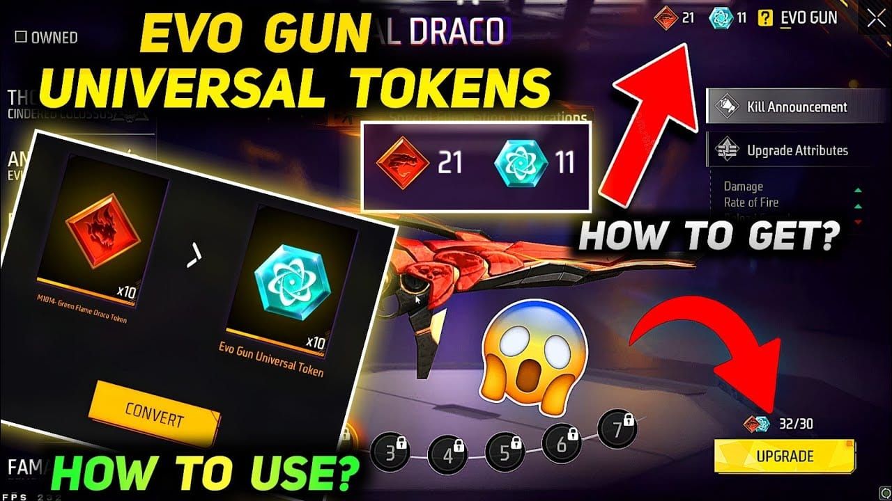 Руководство по конвертации дубликата оружия в 5 токенов Evo в Free Fire Evo Vault