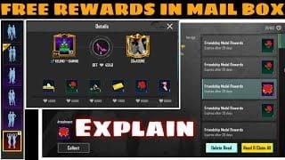 Внутриигровая почта PUBG Mobile, показывающая доступные для получения награды по промокодам