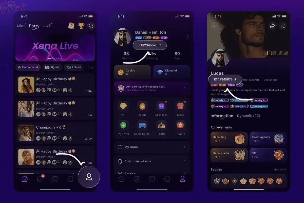 Screenshot of Xena Live daily mission panel with coin rewards