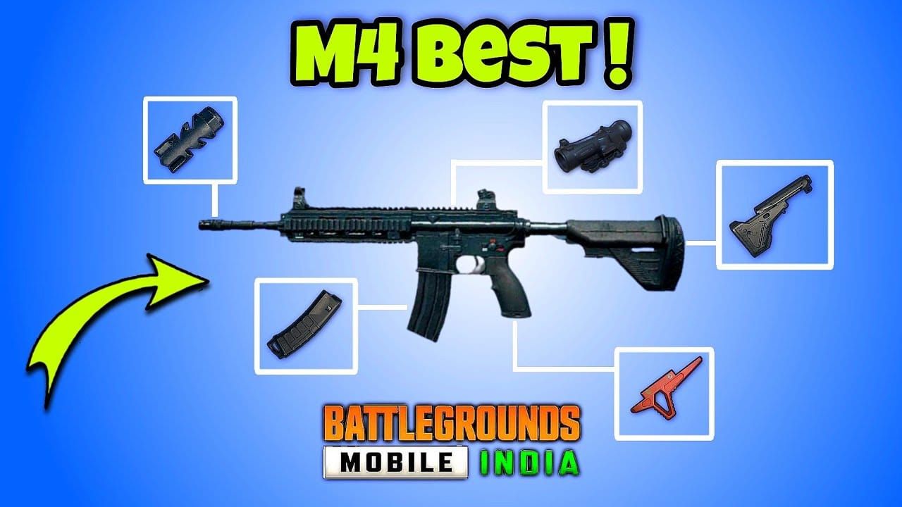 PUBG Mobile M416 assault rifle with optimal attachments setup