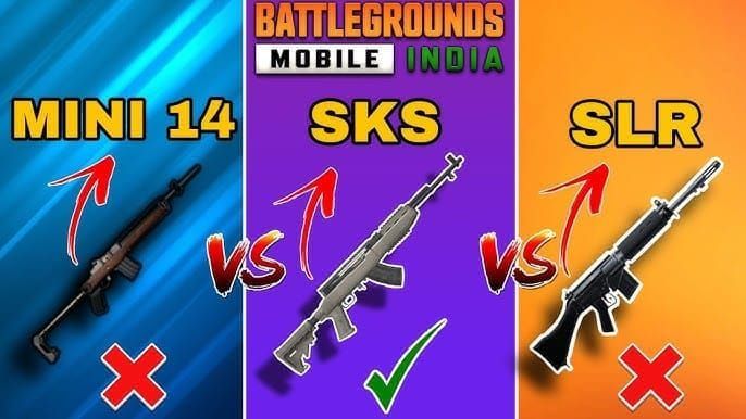 PUBG Mobile MK14 EBR and SLR designated marksman rifles side-by-side comparison