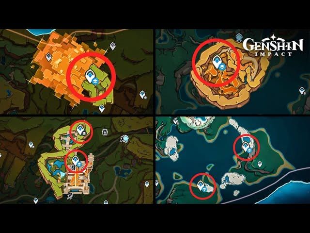 Интерактивная карта подземных областей Натлана Genshin Impact с телепортами и секторами