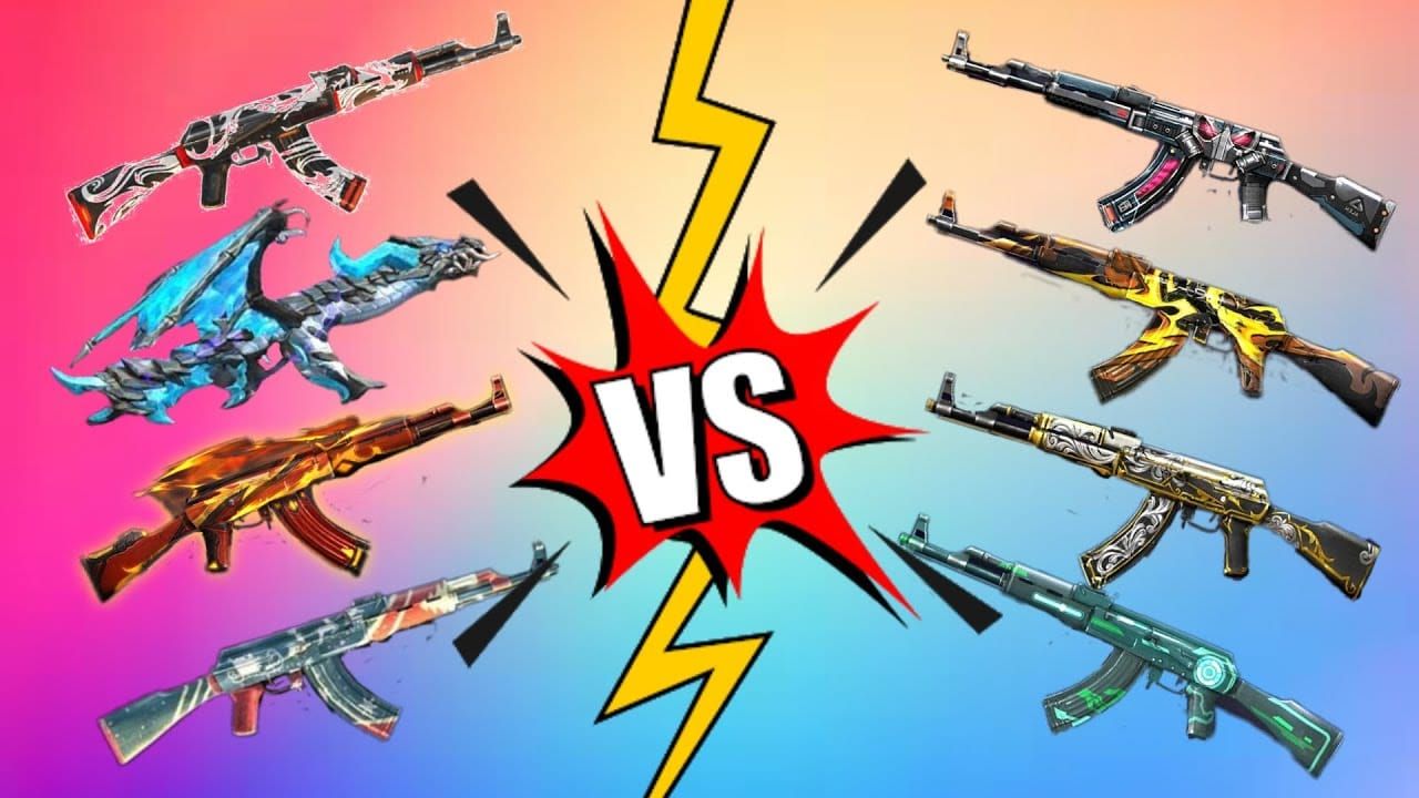 Сравнительное изображение Free Fire Draco Blue Flame AK47 против стандартного AK47: статистика и производительность