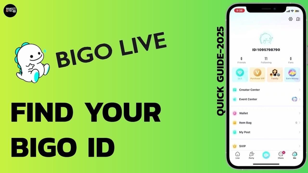 Guide screenshot of finding Bigo Live user ID in Me profile for safe top-up