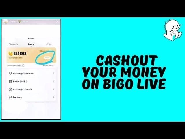 Шаги вывода Бобов Bigo Live в наличные
