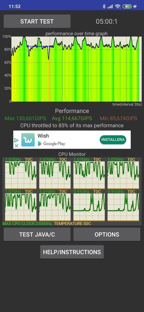 Thermal performance chart showing temperature and FPS data for three phones during PUBG Mobile gaming