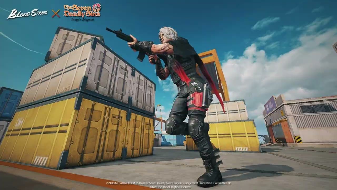 Скриншот режима коллаборации Blood Strike x 7DS с колоннами из камней Креста
