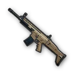 PUBG Mobile assault rifles including M416, SCAR-L, and QBZ with optimal attachments