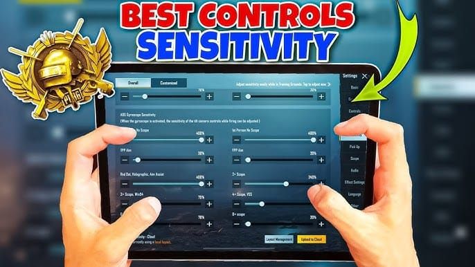 Интерфейс чувствительности PUBG Mobile на планшете