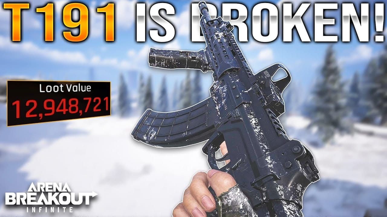 Скриншот мета-сборки T191 4-го сезона Arena Breakout Mobile с глушителем, прицелом T19X и магазином на 40 патронов