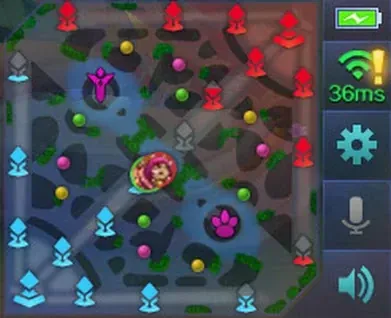 Мини-карта леса с Возмездием и объектами в Mobile Legends Bang Bang