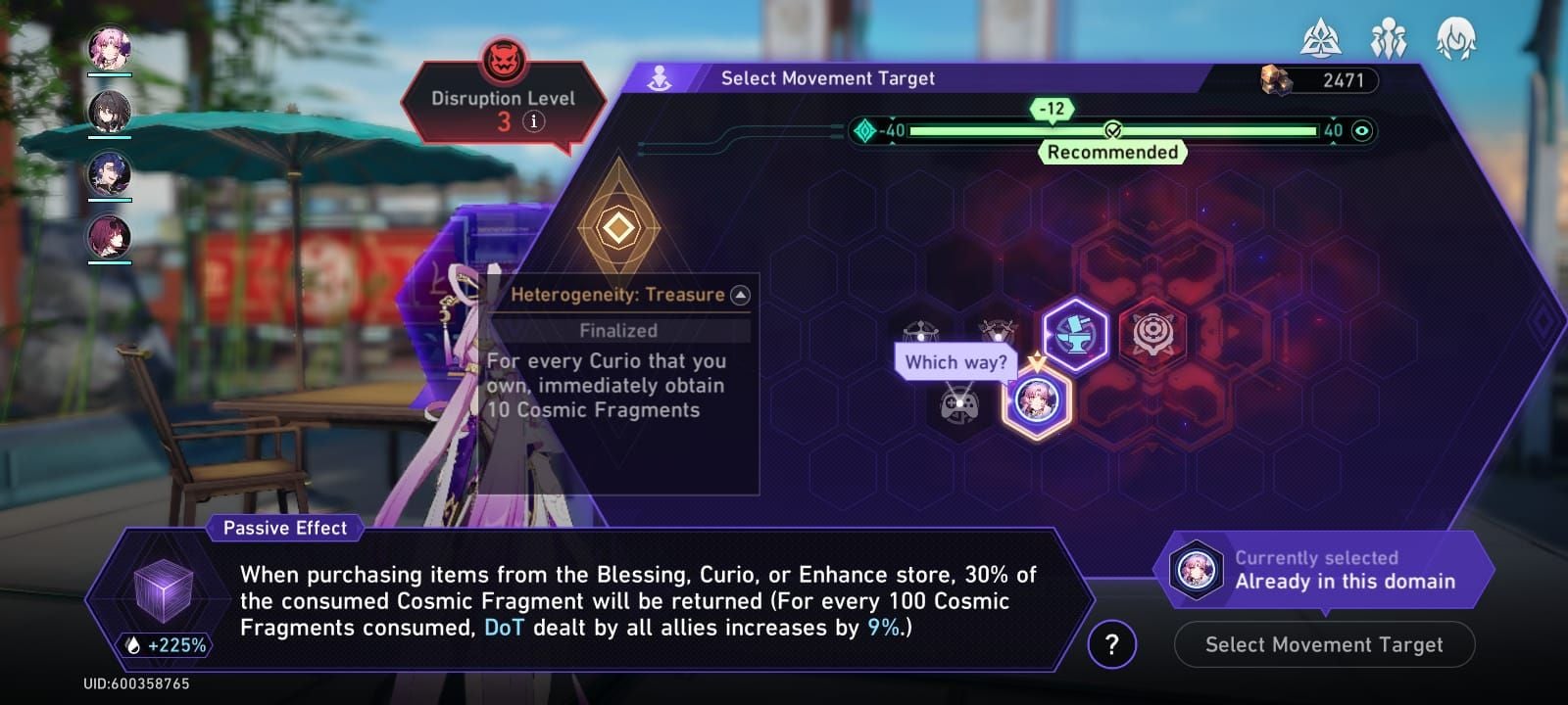 Honkai Star Rail Company Time Custom Dice interface showing Transaction domain purchases at reduced costs