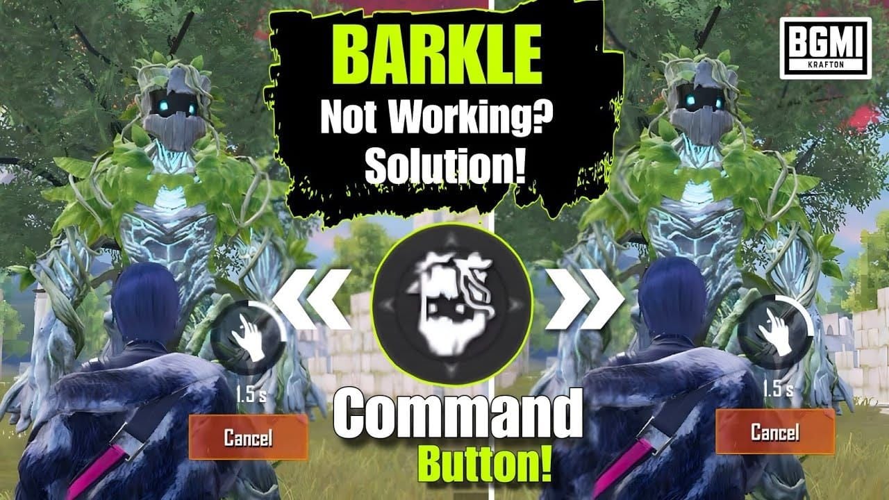 Интерфейс колеса команд ИИ-помощника Barkle в PUBG Mobile, показывающий варианты разведки, боя и навигации