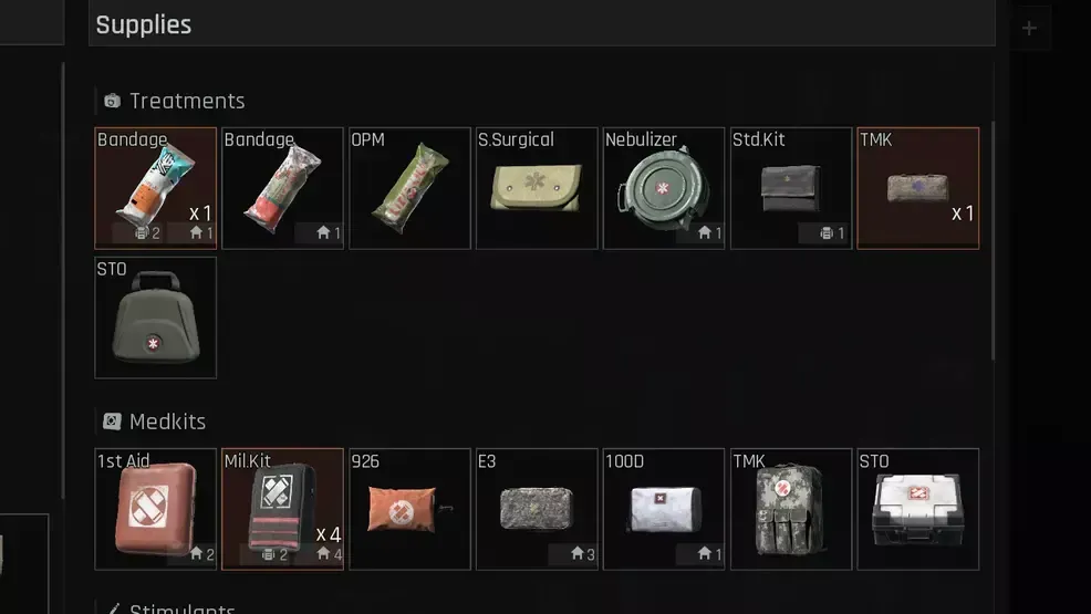 Arena Breakout health kits and meds