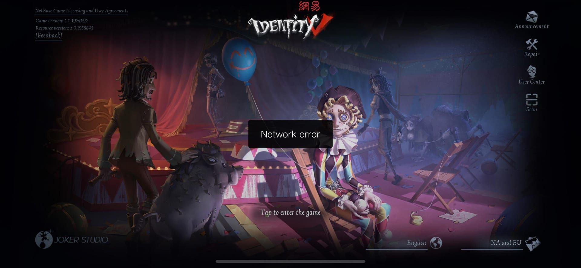 Comparison of Identity V Error Codes 1001 vs 1002 vs 1003