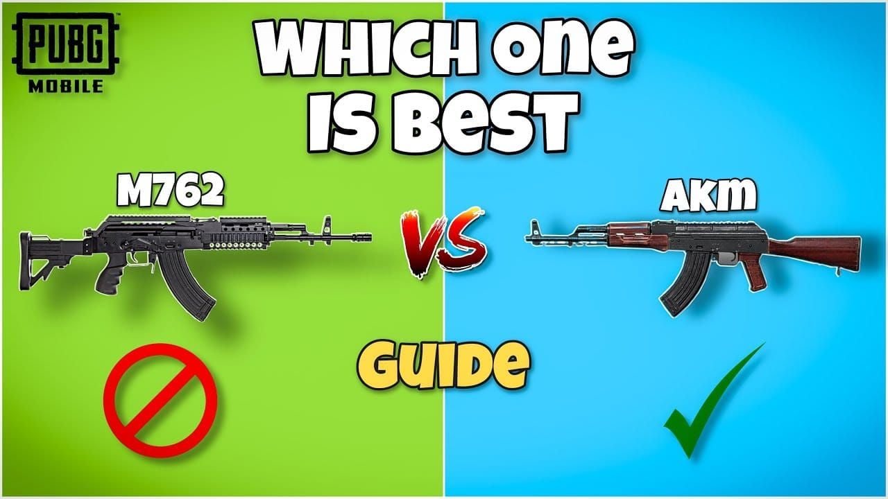PUBG Mobile AKM and M762 assault rifles in-game view for sensitivity tuning