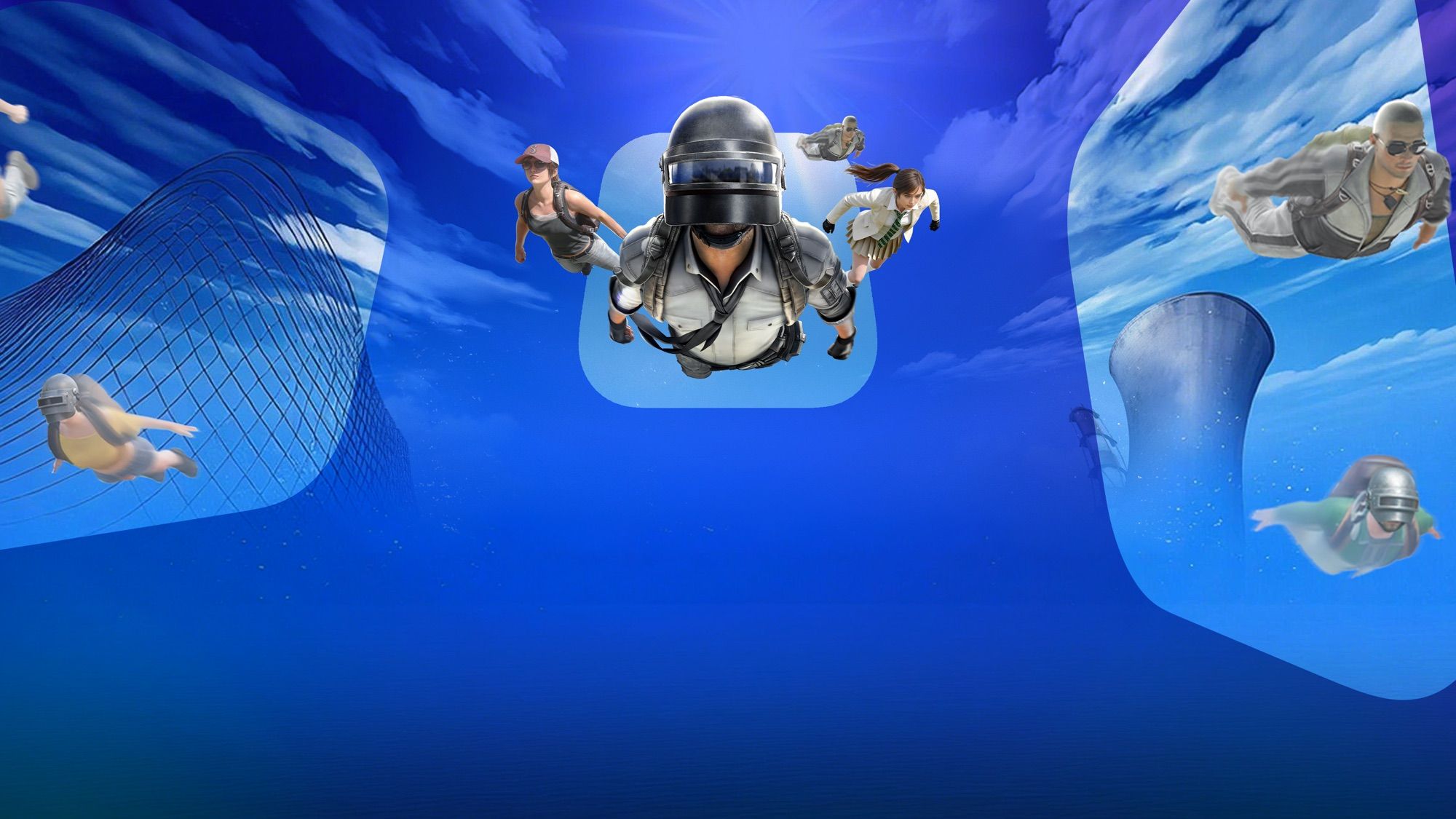 Официальный арт падения в PUBG MOBILE. Игра в 4 пальца начинается в тот момент, когда вы покидаете самолет