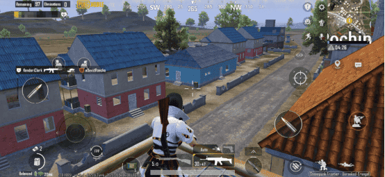 Обзор турнирной арены Починки в PUBG Mobile, показывающий здания и стратегические позиции