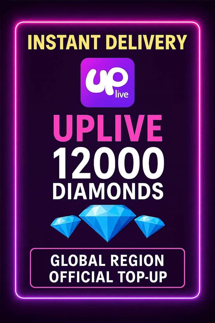 Интерфейс пакета 12 000 алмазов Uplive с указанием цены, VIP-множителя и бонуса за первое пополнение