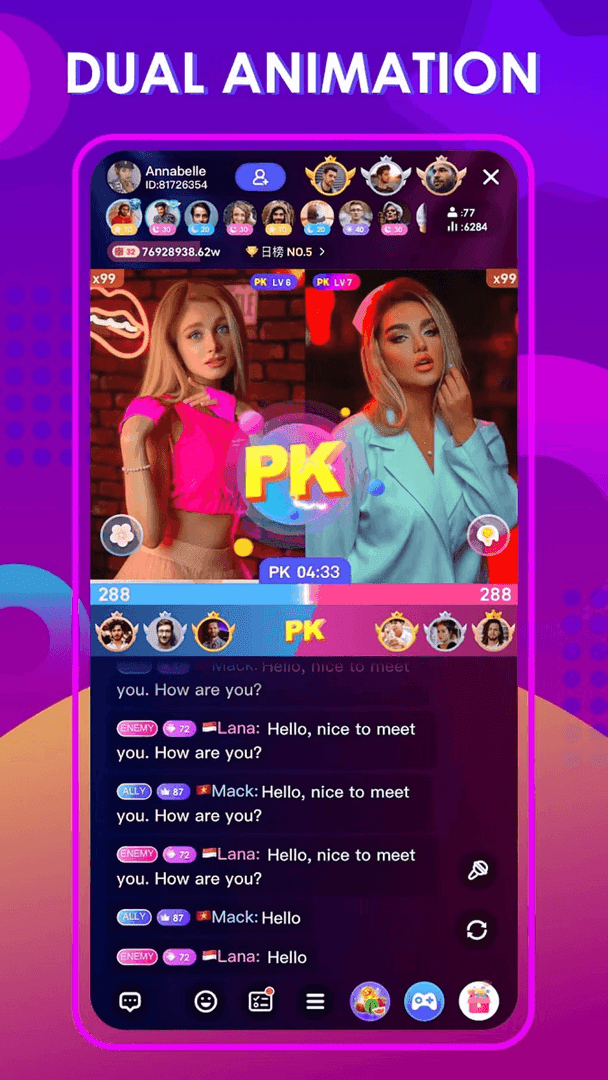 Poppo Live chat moderation interface with filtering and user management options