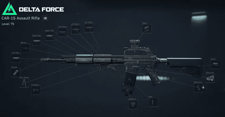 Delta Force Assault loadout with CAR-15 and M21