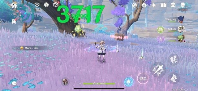 Цифры урона реакции Гиперцвета в Genshin Impact, показывающие высокий урон от команды Венти