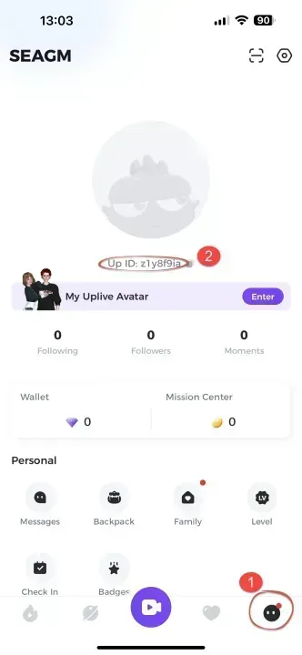 Uplive interface displaying gift packs and PK multipliers