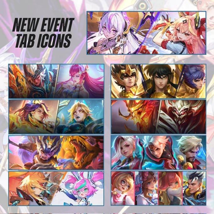Интерфейс вкладки «События» в Mobile Legends Bang Bang с ежедневным входом и наградами за задания
