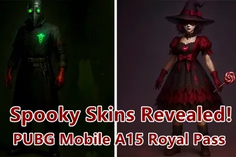PUBG Mobile A15 Royale Pass character outfits: Hallowed Severance, Sugarspell Curse, and Aberrant Surgeon sets