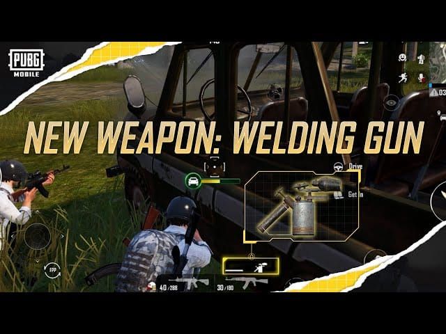 PUBG Mobile Welding Gun equipment interface showing pistol slot placement