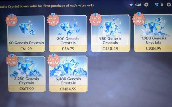 Comparison showing Genesis Crystals balance differences between PlayStation and PC/mobile platforms