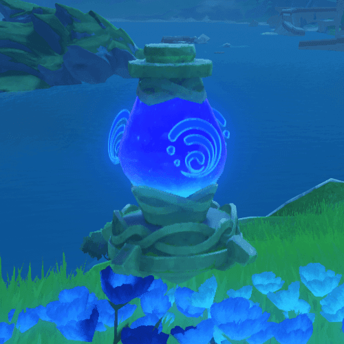 Screenshot of Water Volume Detection Crystals in Genshin Impact Fontaine showing their activation state