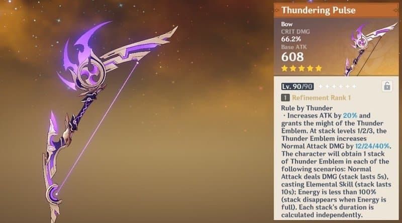 Yoimiya Best Bow 2025: Thundering Pulse BiS 40% Normal DMG