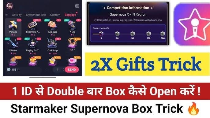 StarMaker SupernovaX event screen with leaderboard and point requirements
