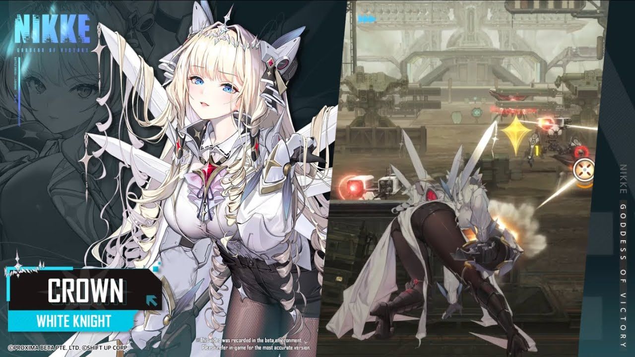 Crown применяет свой навык Бурста в Goddess of Victory Nikke с золотыми визуальными эффектами