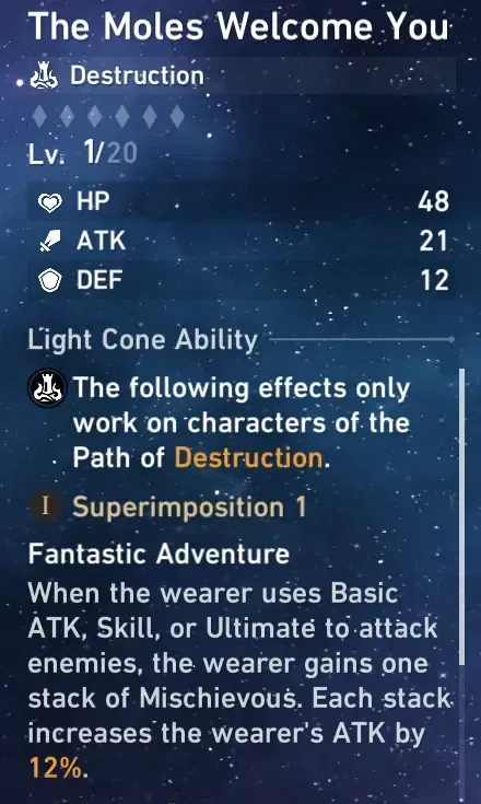 Honkai Star Rail The Moles Welcome You Light Cone screenshot