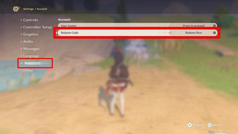 Step-by-step guide showing Genshin Impact code redemption process on official website