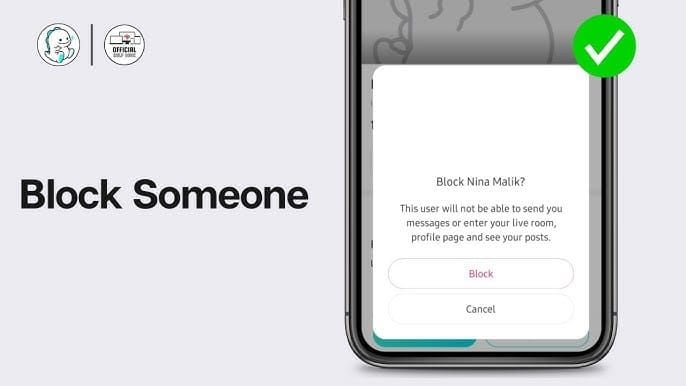 Bigo Live block menu and settings interface
